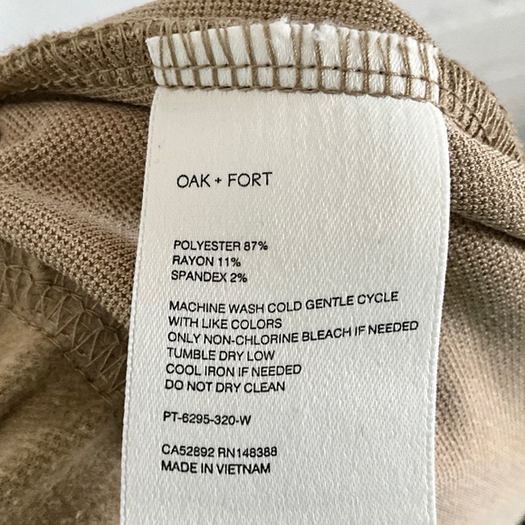 OAK+FORT Women’s Lounge pants Minimalist Faux Suede Camel/Tan Sz S - Picture 14 of 16